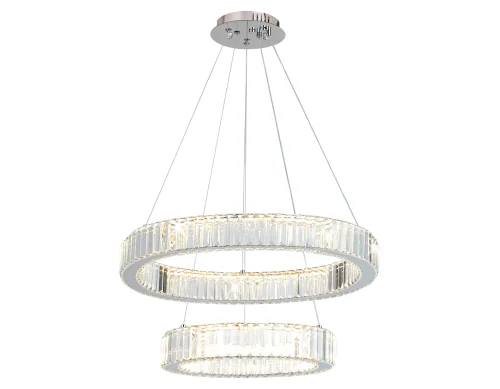 Люстра подвесная LED TR5001 Ambrella light прозрачная на 1 лампа, основание хром в стиле классический современный кольца фото 5