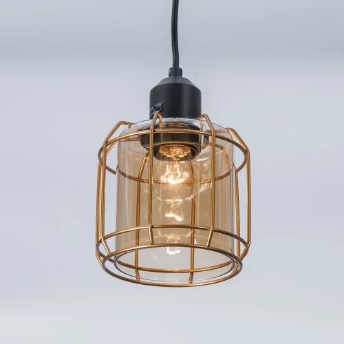 Светильник подвесной Таверна CL542212 Citilux бронзовый прозрачный янтарный 1 лампа, основание чёрное в стиле кантри  фото 2
