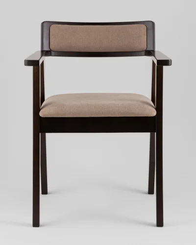 Cтул обеденный МАТС, мягкое сиденье, светло-коричневый УТ000040162 Stool Group, коричневый/текстиль, ножки/массив дерева/коричневый, размеры - ***** фото 2