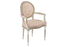 Деревянный стул Данте молочный с золотой патиной 406095 Woodville, бежевый/ткань, ножки/массив бука/молочный, размеры - ****570*550