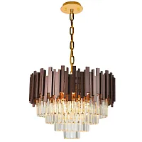 Люстра подвесная VERTIGO 81439/8C COBALT Natali Kovaltseva прозрачная коричневая на 8 ламп, основание золотое в стиле классика 
