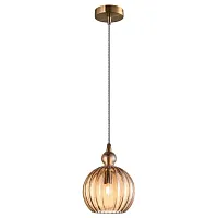 Светильник подвесной Chimera 2328-1P Favourite янтарный 1 лампа, основание бронзовое в стиле современный выдувное