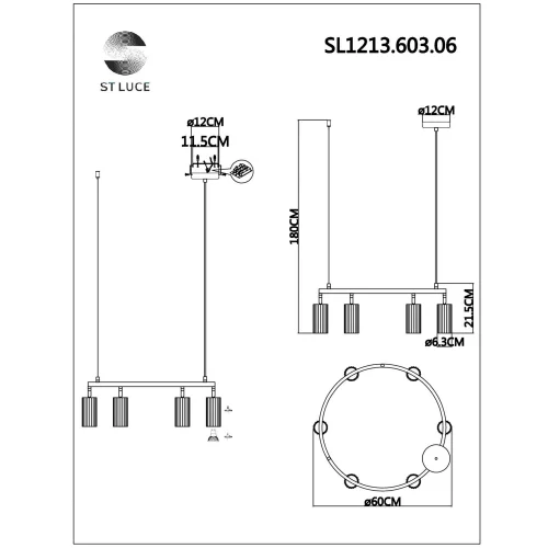 Светильник подвесной Kendo SL1213.603.06 ST-Luce розовый на 6 ламп, основание розовое в стиле минимализм фото 5