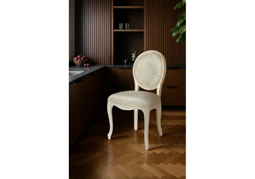 Деревянный стул Инои ткань soprano pearl / ромб / бежевое золото 615244 Woodville, бежевый/ткань, ножки/массив дерева/бежевый, размеры - *960**** фото 2