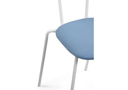 Полубарный стул Коумо катания дасти блю / белый матовый 516476 Woodville, синий/велюр, ножки/металл/белый, размеры - ****470*540 фото 6