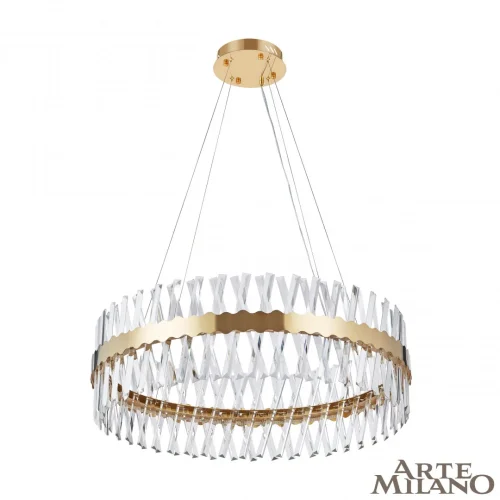 Люстра подвесная LED с пультом AM-Venezia 311096/D800 BS Arte Milano прозрачная на 1 лампу, основание латунь в стиле современный кольца с пультом фото 2
