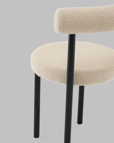 Стул обеденный Флорео букле бежевый УТ000041337 Stool Group, бежевый/букле, ножки/металл/чёрный, размеры - ***** фото 6