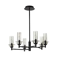 Люстра на штанге Madonna 6555/6C Lumion прозрачная на 6 ламп, основание чёрное в стиле классический 