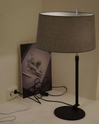 Настольная лампа Bergamo MOD613TL-01B Maytoni серая 1 лампа, основание чёрное хром металл в стиле современный  фото 5