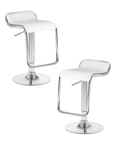 Стул барный набор 2 шт. SET-2 3021-LM CRACK, цвет сиденья белый, цвет основания хром Dobrin, /экокожа, ножки/металл/хром, размеры - 680*890***385*480