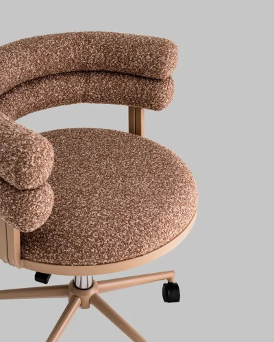 Стул офисный Ponty, светло-коричневый, бежевые ножки УТ000040474 Stool Group, коричневый/букле, ножки/пластик/бежевый, размеры - 670*750***700*610 фото 8