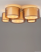 Люстра потолочная Room V10624-5C Moderli белая коричневая на 5 ламп, основание хром в стиле современный 