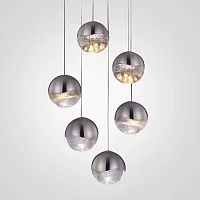 Светильник подвесной ImperiumLoft Globo 6U nickel SD3301-6U nickel 109524-30 ImperiumLoft прозрачный на 6 ламп, основание никель в стиле лофт 