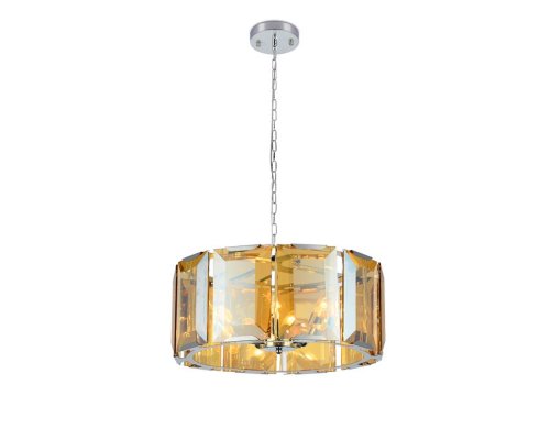 Люстра подвесная Traditional TR5133 Ambrella light янтарная на 5 ламп, основание хром в стиле арт-деко 