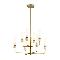 Люстра на штанге Sunspot FR5482CL-08BS Freya белая на 8 ламп, основание латунь в стиле современный Люстра на штанге Sunspot FR5482CL-08BS Freya белая на 8 ламп, основание латунь в стиле современный
