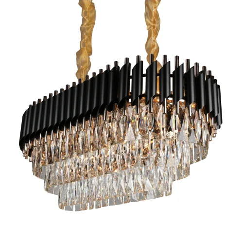 Люстра подвесная хрустальная Certaldo OML-81803-13 Omnilux прозрачная на 13 ламп, основание чёрное золотое в стиле классический  фото 3