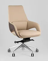 Кресло офисное TopChairs Reign, бежевый УТ000039416 Stool Group, бежевый/экокожа, ножки/металл/хром, размеры - *1090****