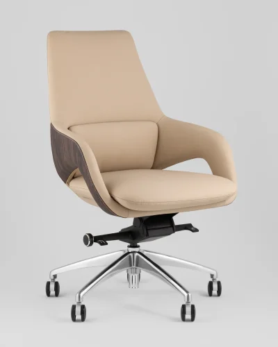 Кресло офисное TopChairs Reign, бежевый УТ000039416 Stool Group, бежевый/экокожа, ножки/металл/хром, размеры - *1090****