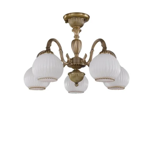Люстра потолочная  PL 9220/5 Reccagni Angelo белая на 5 ламп, основание античное бронза в стиле классический 
