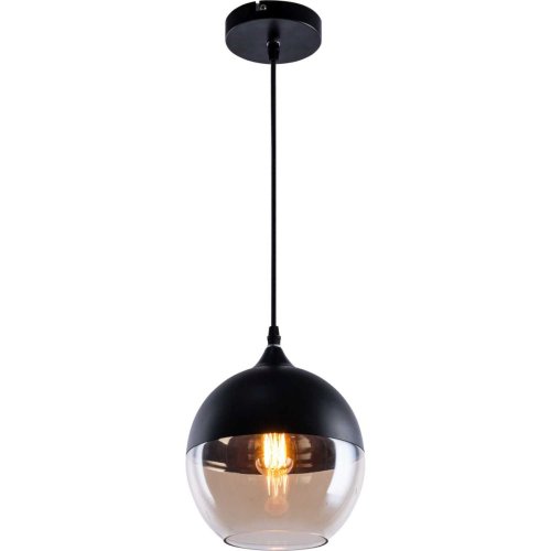 Светильник подвесной Rima 2041/82/01P Stilfort янтарный 1 лампа, основание чёрное в стиле современный шар