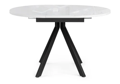 Стеклянный стол Ален 90(120)х90х77 белый / черный 516556 Woodville столешница белая из стекло фото 2