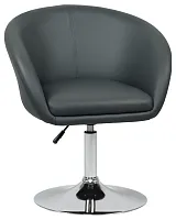 Кресло дизайнерское 8600-LM,  цвет сиденья серый, цвет основания хром Dobrin, серый/экокожа, ножки/металл/хром, размеры - 750*900***600*570