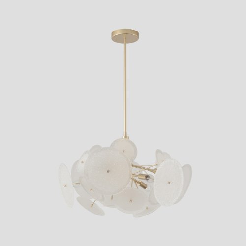 Люстра на штанге DANDELION SP6 GOLD Crystal Lux белая на 6 ламп, основание золотое в стиле современный фото 3