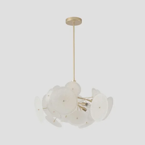 Люстра на штанге DANDELION SP6 GOLD Crystal Lux белая на 6 ламп, основание золотое в стиле современный фото 3 Люстра на штанге DANDELION SP6 GOLD Crystal Lux белая на 6 ламп, основание золотое в стиле современный фото 3