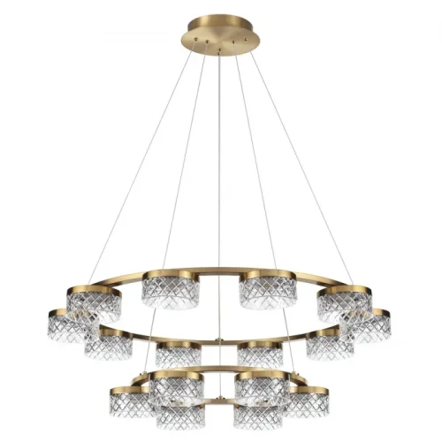 Люстра подвесная LED Fivre 5032/96L Odeon Light прозрачная на 1 лампа, основание античное бронза в стиле современный кольца