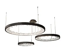 Люстра подвесная LED Рами 07668-80+60+40,19 Kink Light прозрачная чёрная на 1 лампа, основание чёрное в стиле современный кольца