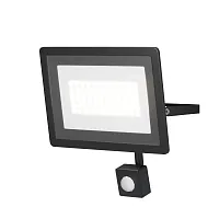 Прожектор LED с датчиком движения Flood FL001-L50B6KSR Maytoni уличный IP чёрный на 1 лампу, плафон прозрачный в стиле современный хай-тек LED