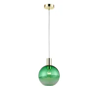Светильник подвесной Unicum VL5374P41 Vele Luce зелёный 1 лампа, основание золотое в стиле современный шар