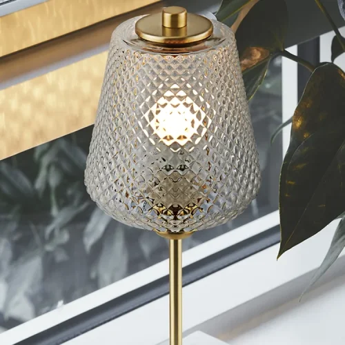 Настольная лампа DAKOTA TAB H38 151303-26 ImperiumLoft прозрачная 1 лампа, основание белое камень металл в стиле лофт современный  фото 5