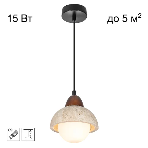 Светильник подвесной Mares CL246017 Citilux бежевый на 1 лампу, основание чёрное в стиле кантри лофт 