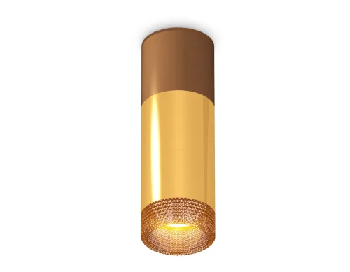 Светильник накладной Techno spot XS6327061 Ambrella light жёлтый золотой 1 лампа, основание коричневое в стиле современный круглый