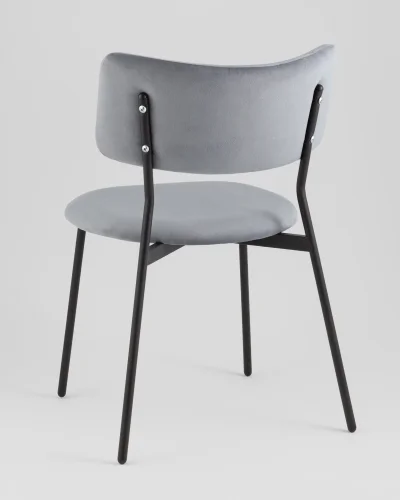 Стул Амелия велюр серо-голубой УТ000039955 Stool Group, серый/велюр, ножки/металл/чёрный, размеры - *780**** фото 4