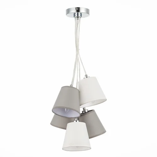 Светильник подвесной Prato SLE300403-05 Evoluce серый белый 5 ламп, основание хром в стиле модерн  фото 2