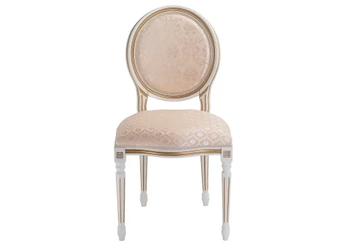 Деревянный стул Данте молочный с золотой патиной 406092 Woodville, бежевый/ткань, ножки/массив бука/молочный, размеры - ****510*550 фото 2