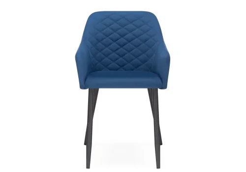 Кресло Стив синее / черное 571406 Woodville, синий/велюр, ножки/металл/чёрный, размеры - ****520*680 фото 2