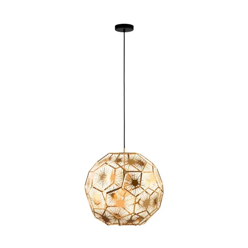 Светильник подвесной Skoura 39756 Eglo латунь 1 лампа, основание чёрное в стиле арт-деко современный шар