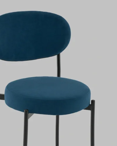 Стул Полубарный Бриф DD велюр синий УТ000041516 Stool Group, синий/велюр, ножки/сталь/чёрный, размеры - ***** фото 6