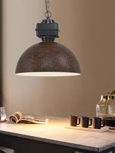 Светильник подвесной лофт Rockingham 43299 Eglo коричневый 1 лампа, основание чёрное в стиле лофт  фото 2