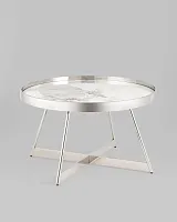 Журнальный столик Гера 80*80, белая керамика, сталь серебро УТ000039403 Stool Group столешница белая из керамика