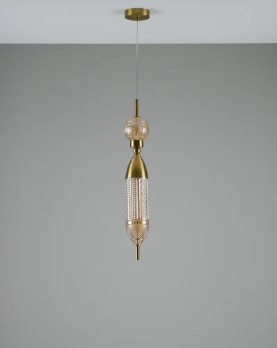 Светильник подвесной LED Candle V10915-PL Moderli янтарный 1 лампа, основание бронзовое в стиле современный выдувное фото 2