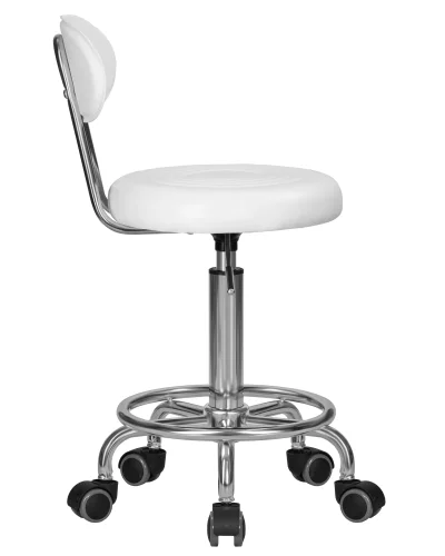 Табурет мастера DOBRIN BILLY (белый) цвет сиденья белый, цвет основания хромированная сталь Dobrin, белый/экокожа, ножки/металл/, размеры - 690*850**** фото 3 Табурет мастера DOBRIN BILLY (белый) цвет сиденья белый, цвет основания хромированная сталь Dobrin, белый/экокожа, ножки/металл/, размеры - 690*850**** фото 3