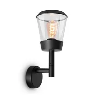 Настенный светильник Faro O039WL-01B Maytoni уличный IP54 чёрный 1 лампа, плафон прозрачный в стиле минимализм современный E27
