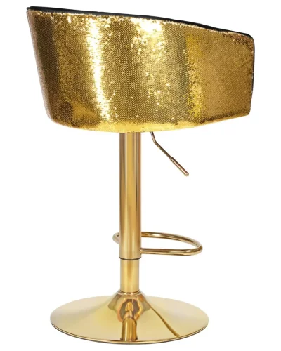Стул барный 5025_GoldBase_Shiny-LM DARCY GOLD SHINY, цвет сиденья черный велюр с золотыми пайетками, цвет основания золото Dobrin, чёрный/велюр, ножки/металл/золотой, размеры - 860*1070***510*460 фото 4