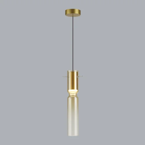 Светильник подвесной LED Scrow 5058/5LA Odeon Light янтарный 1 лампа, основание золотое в стиле современный трубочки фото 4