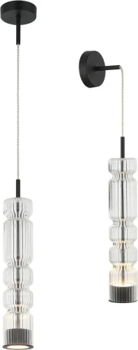Светильник подвесной LED Up and down 4023/02/01PW Stilfort прозрачный на 1 лампу, основание чёрное в стиле современный 