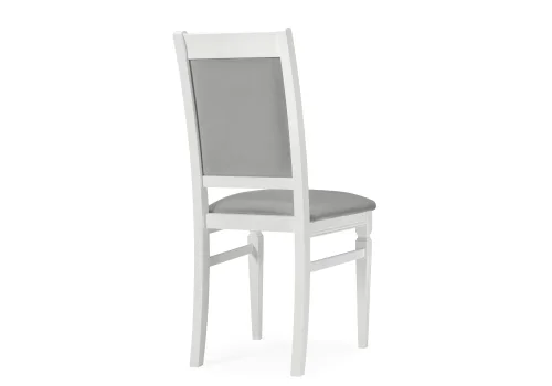 Деревянный стул Арнол серый / белый 575485 Woodville, серый/велюр, ножки/массив дерева дерево/белый, размеры - ****450*560 фото 4